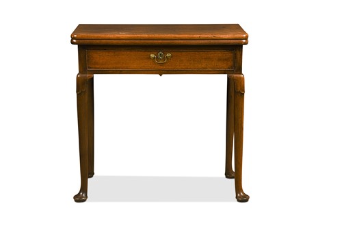 Lot 397 - A mahogany fold-over side table, late 18th century