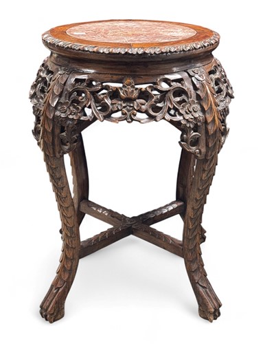 Lot 49 - A Chinese marble topped fish tank stand, early 20th century