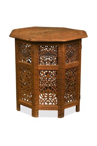 Lot 511 - An Indian carved wood octagonal occasional table, circa 1900