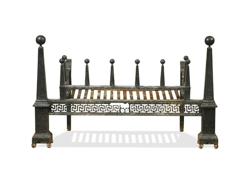 Lot 384 - A Neo-Classical style cast iron fire grate, 19th century