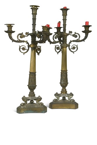 Lot 379 - A pair of Regency-style table candelabra, mid to late 19th century