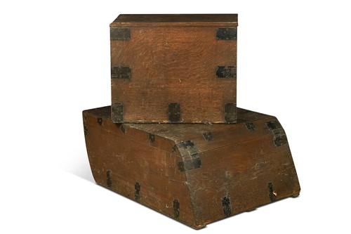 Lot 353 - Two shaped oak coaching trunks, 19th century