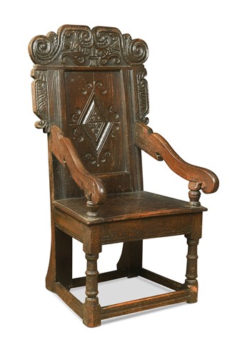 Lot 331 - An oak wainscot armchair, 17th century and later