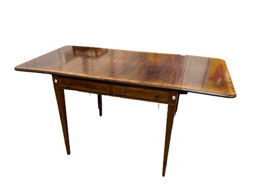 Lot 657 - A mahogany and chequer banded sofa table, 19th...