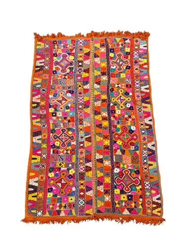 Lot 824 - A mid-century Iraqi crewelwork with bright...