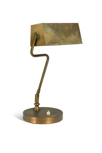 Lot 624 - A brass banker's style desk lamp, mid-20th century