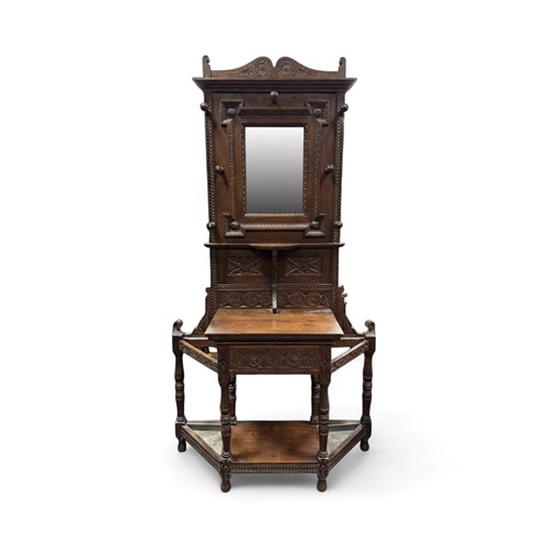 Lot 677 - A Victorian oak hall stand, 206 x 108 x 41cm