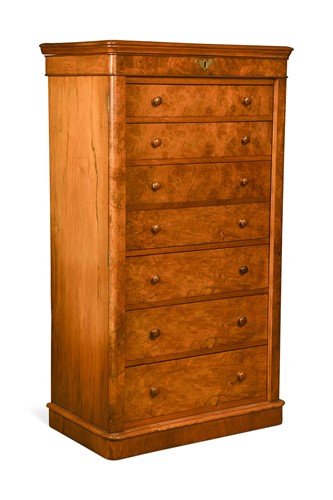 Lot 670 - A Victorian walnut secretaire Wellington chest