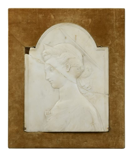 Lot 354 - Attributed to Giovanni Bastianini (1830-1868), a marble relief carving, circa 1850