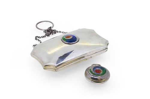 Lot 176 - William Hair Haseler, an Art Nouveau silver and enamelled sovereign case