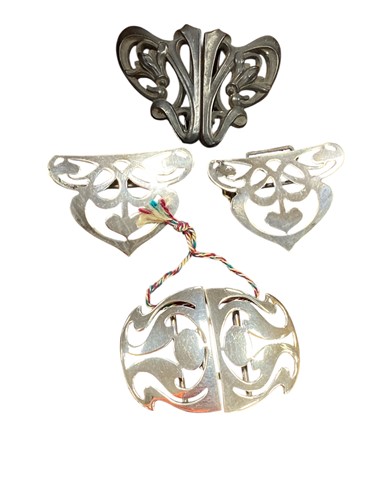 Lot 355 - Three Art Nouveau two-piece buckles, one...