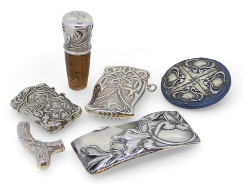 Lot 165 - A small collection of Art Nouveau silver and plated wares
