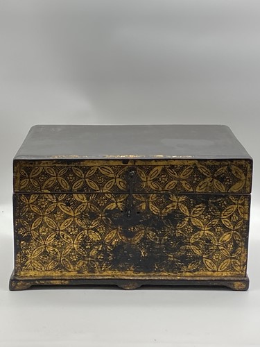 Lot 71 - A Chinese black and gilt lacquered two-handed...