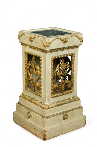 Lot 493 - A Continental painted gesso and parcel-gilt pedestal, 19th century