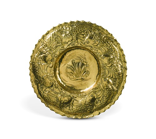 Lot 120 - A large Newlyn School brass charger