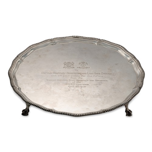Lot 409 - A George V hallmarked silver salver