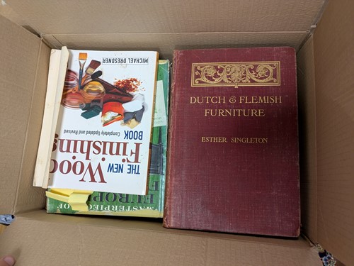 Lot 243A - Five boxes of furniture reference books, and a...