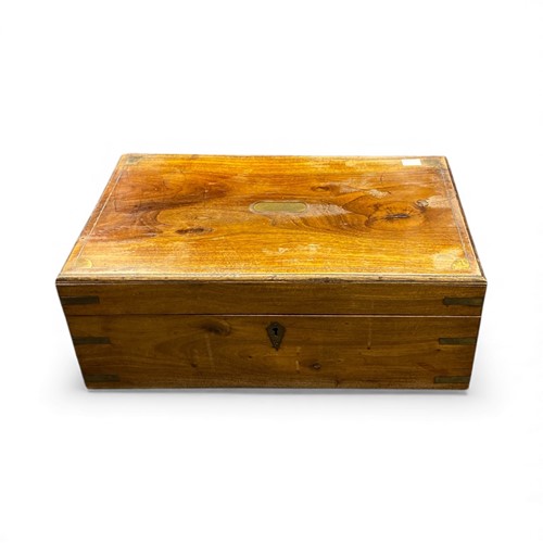 Lot 140 - A 19th century brass bound jewellery box with...