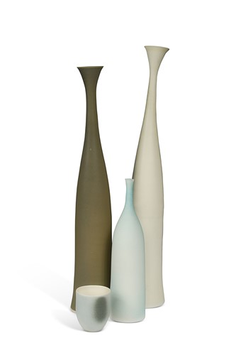 Lot 64 - Sophie Cook (b.1974), three porcelain bottle vases