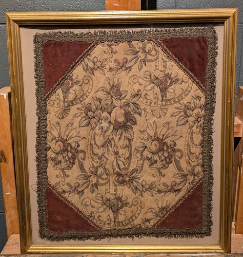 Lot 461 - A Continental framed textile panel, early 19th...