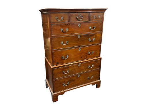 Lot 631 - A mahogany chest on chest, 20th century, containing earlier elements