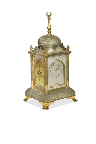Lot 452 - A gilt and silvered brass mantel timepiece for the Turkish Market, circa 1880