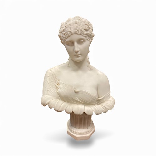 Lot 12 - A Copeland Parian bust of Clytie, 40cm high.
