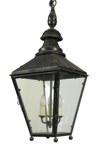 Lot 647 - A black painted Windsor street lantern, early 20th century