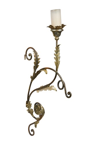 Lot 305 - A pair of gilt metal wall-mounted pricket candle brackets, 20th century