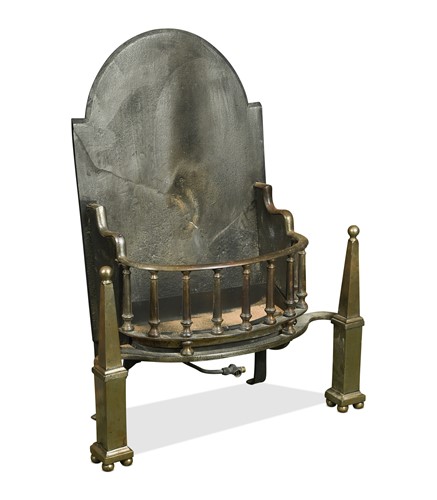 Lot 582 - A polished steel fire grate, 19th century