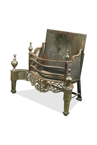 Lot 558 - A George III style polished steel fire grate, late 19th century