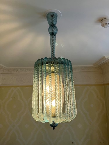 Lot 243 - A Murano blue glass pendant chandelier