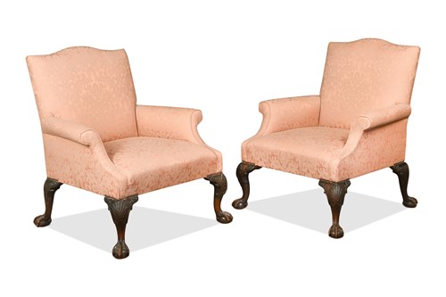 Lot 430 - A pair of mahogany library armchairs, 19th century