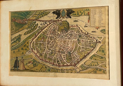 Lot 44 - Three framed county maps and a French town plan.