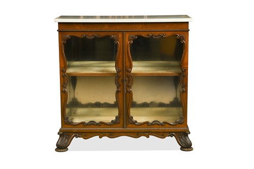 Lot 536 - A marble-topped rosewood display cabinet, 19th century