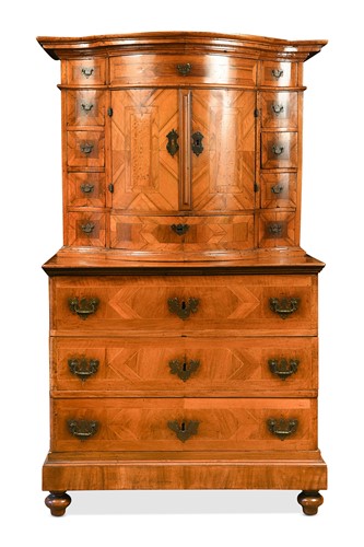 Lot 487 - A German inlaid walnut cabinet, 18th century