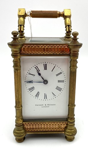 Lot 104 - A brass carriage clock by Keyzor & Bendon...
