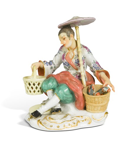 Lot 486 - A Meissen porcelain figure of a fish seller
