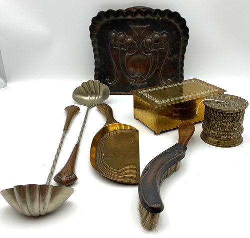 Lot 74 - A WMF brass table cigarette box; together with...