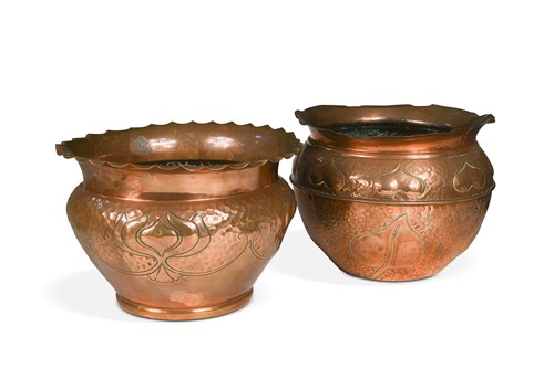 Lot 100 - Two Art Nouveau copper planters