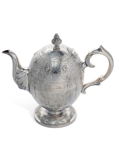Lot 428 - A Victorian Scottish silver coffee pot, of Masonic Interest