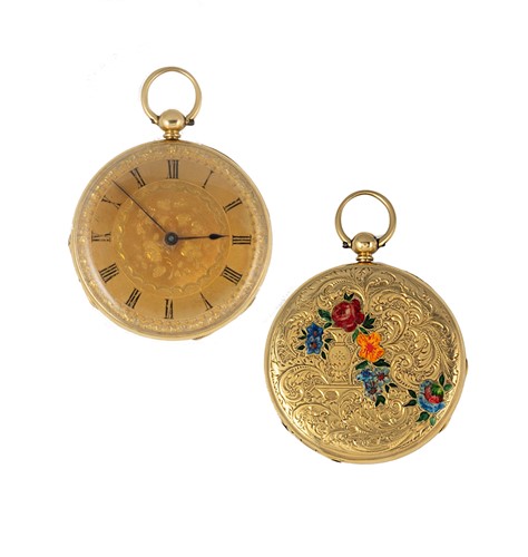 Lot 233 - Unsigned - An 18ct gold open faced pocket watch