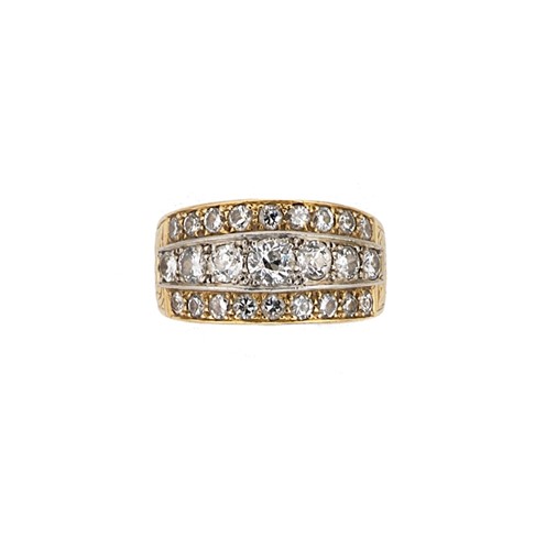 Lot 169 - A mid 20th century three row diamond set ring