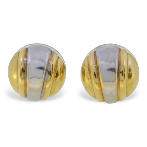 Lot 53 - A pair of 18ct two colour gold ear studs