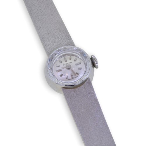 Lot 60 - An 18ct white gold Fortis wristwatch