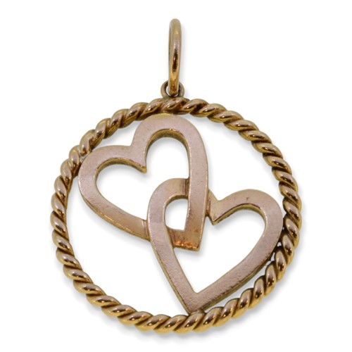 Lot 1 - A 9ct gold double heart pendant