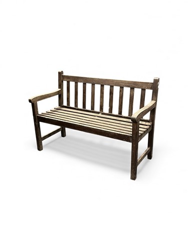 Lot 794 - A very large three seat teak garden bench,...