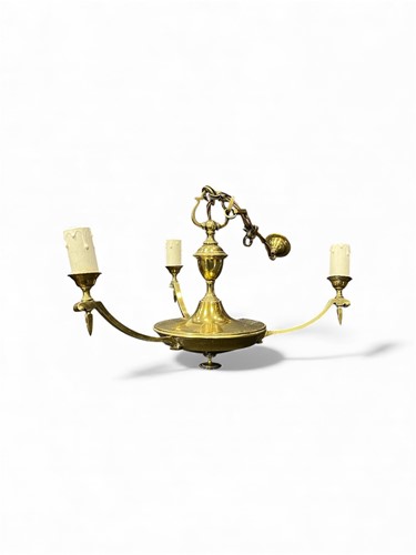 Lot 465 - A brass chandelier with three branches and...