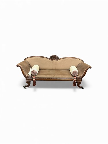 Lot 381 - An early Victorian faux rosewood settee, the...