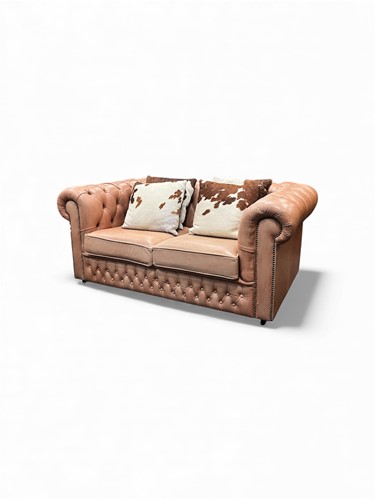 Lot 716 - A leather upholstered two seat settee, 20th...